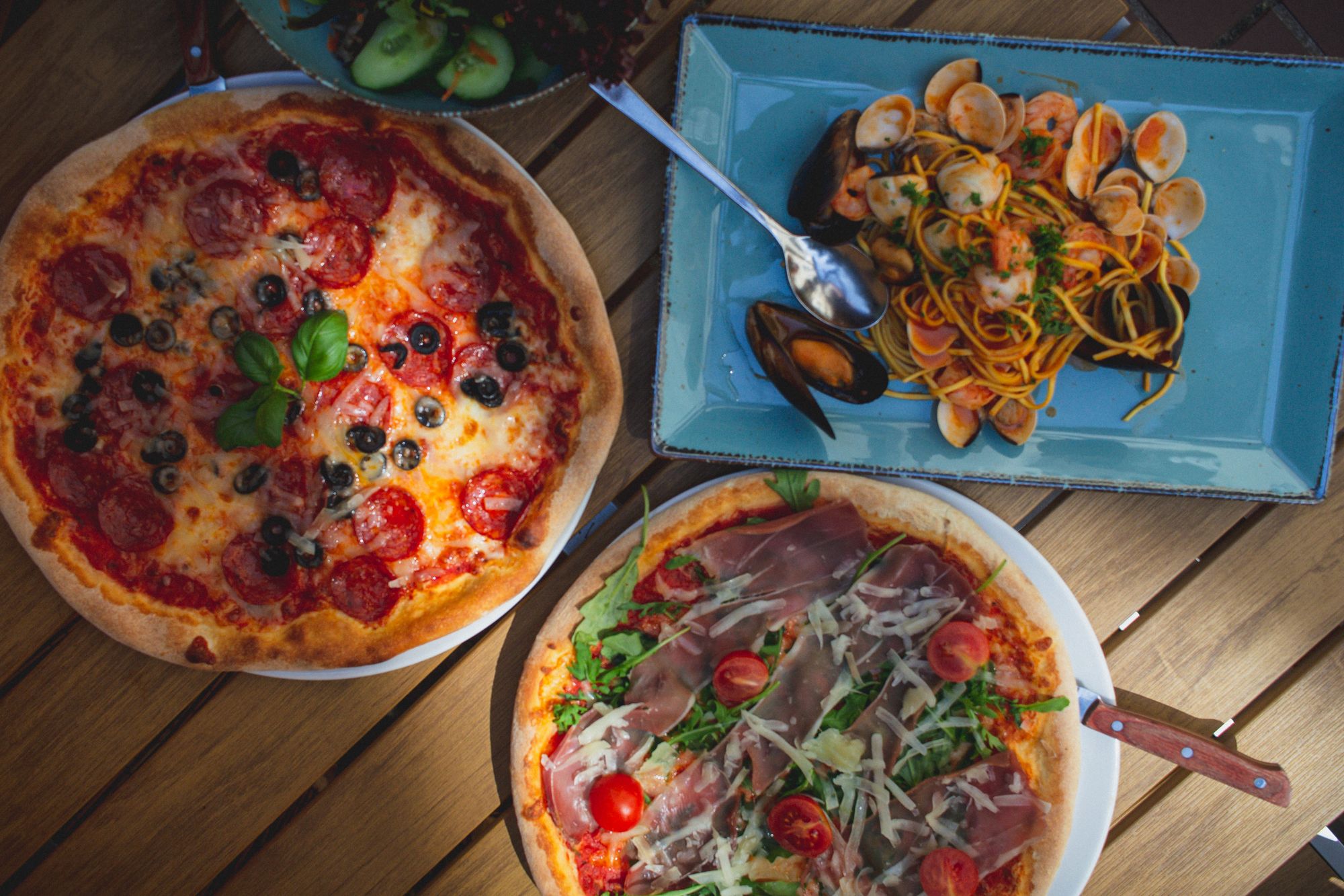 Italienische Pizza und Pasta